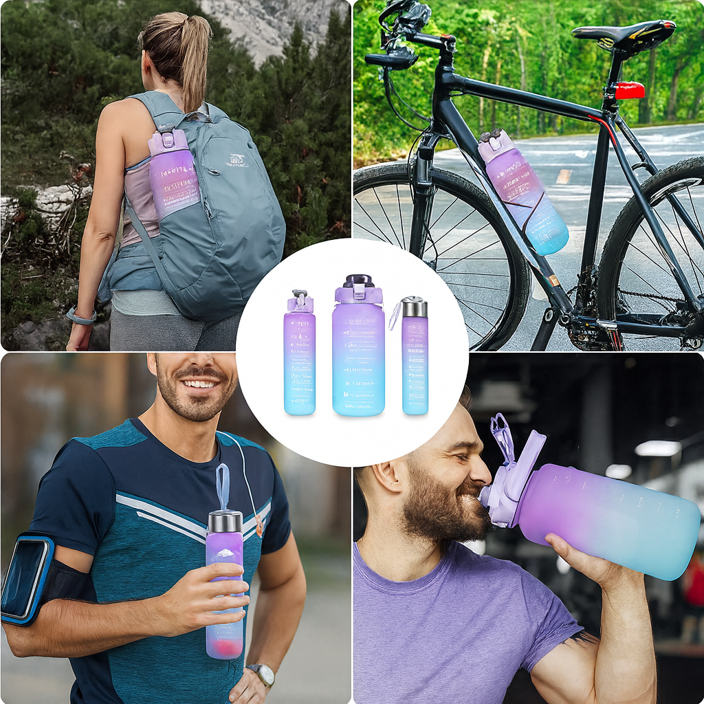 3pcs Water Bottles Set Sports  BPA Free  Leak-proof Water Bottle Multicolor