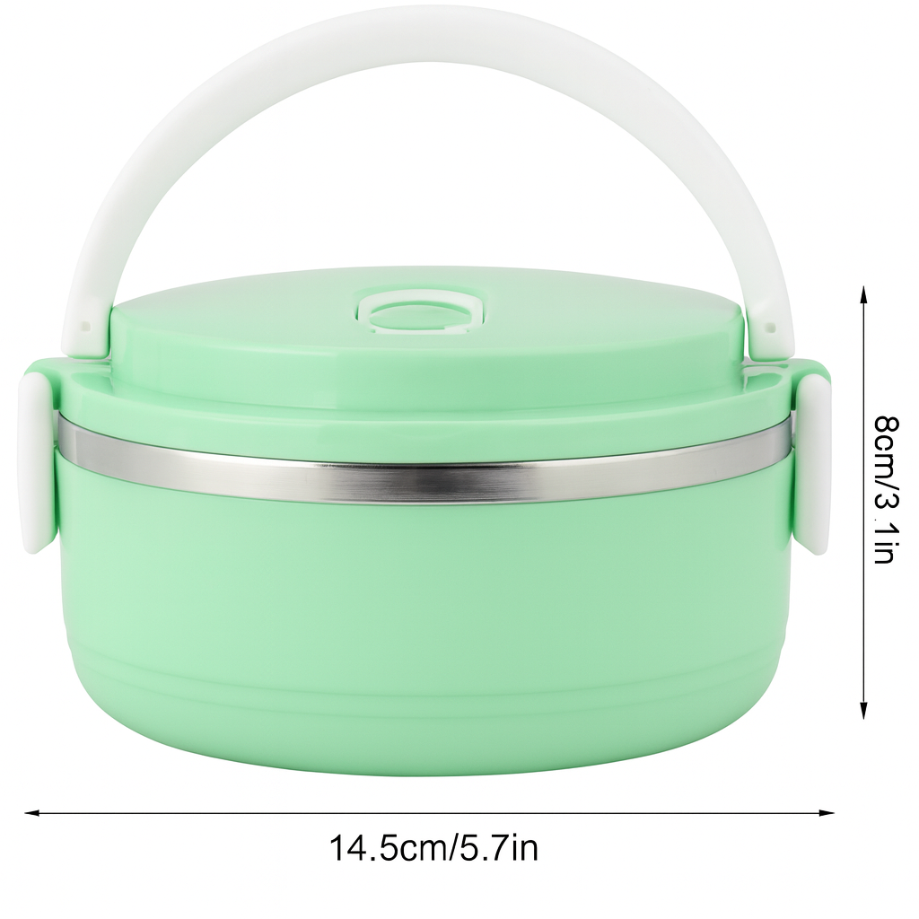Round Vacuum Stainless Steel Lunch Box – 1 Layer (Multi-Color)