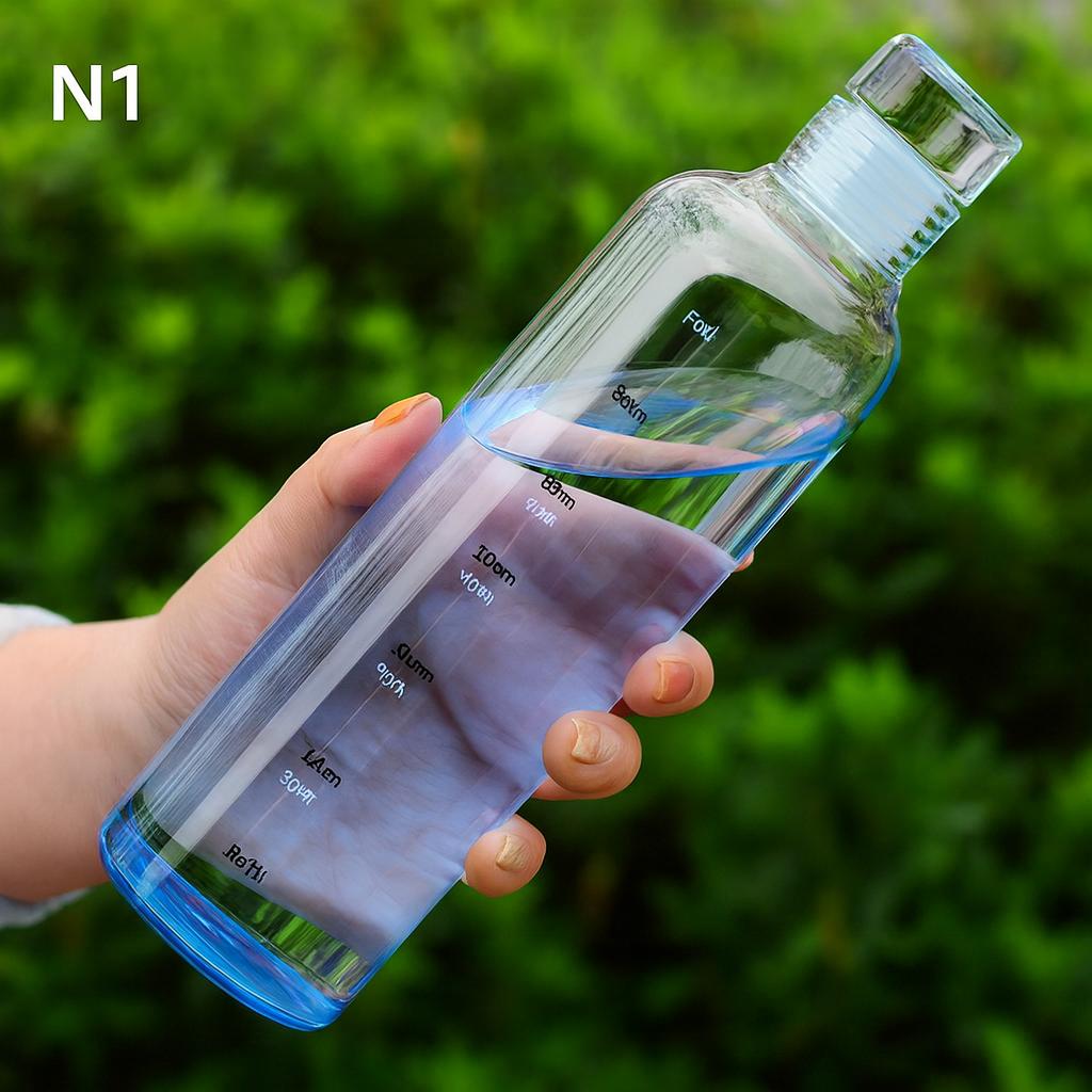 Glass Water Bottle with Time Scale Multicolor